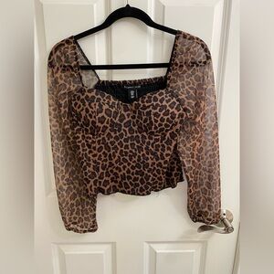 Sincerely Jules Leopard Print Sheer Blouse